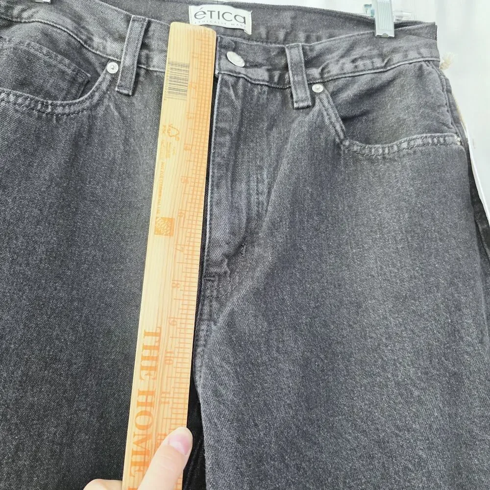 NWT! Etica Flares Jeans Size 29‎ Black High Rise 100% Cotton Denim Y2K Grunge
